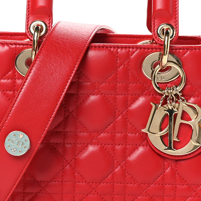 Christian Dior Lambskin Cannage Small Lucky Badges My Lady Dior Red 8 of 11
