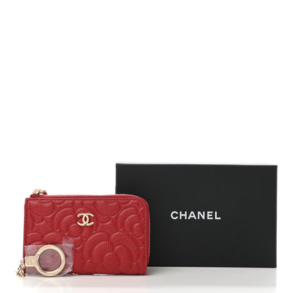 Chanel Caviar Camellia Embossed Key Holder Case Red 8 of 8