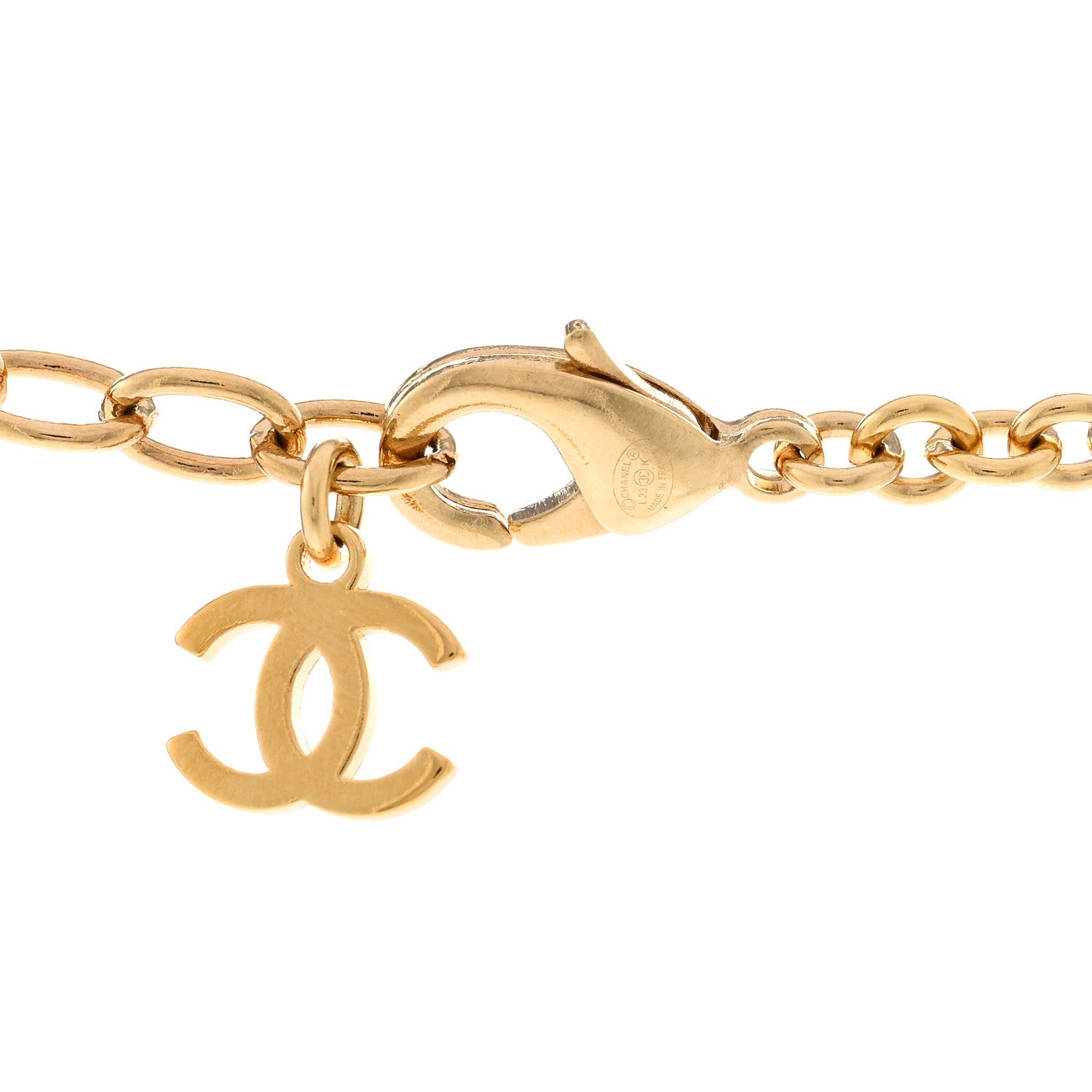 Chanel Pearl Bead Enamel CC Short Necklace Gold Black 5 of 6