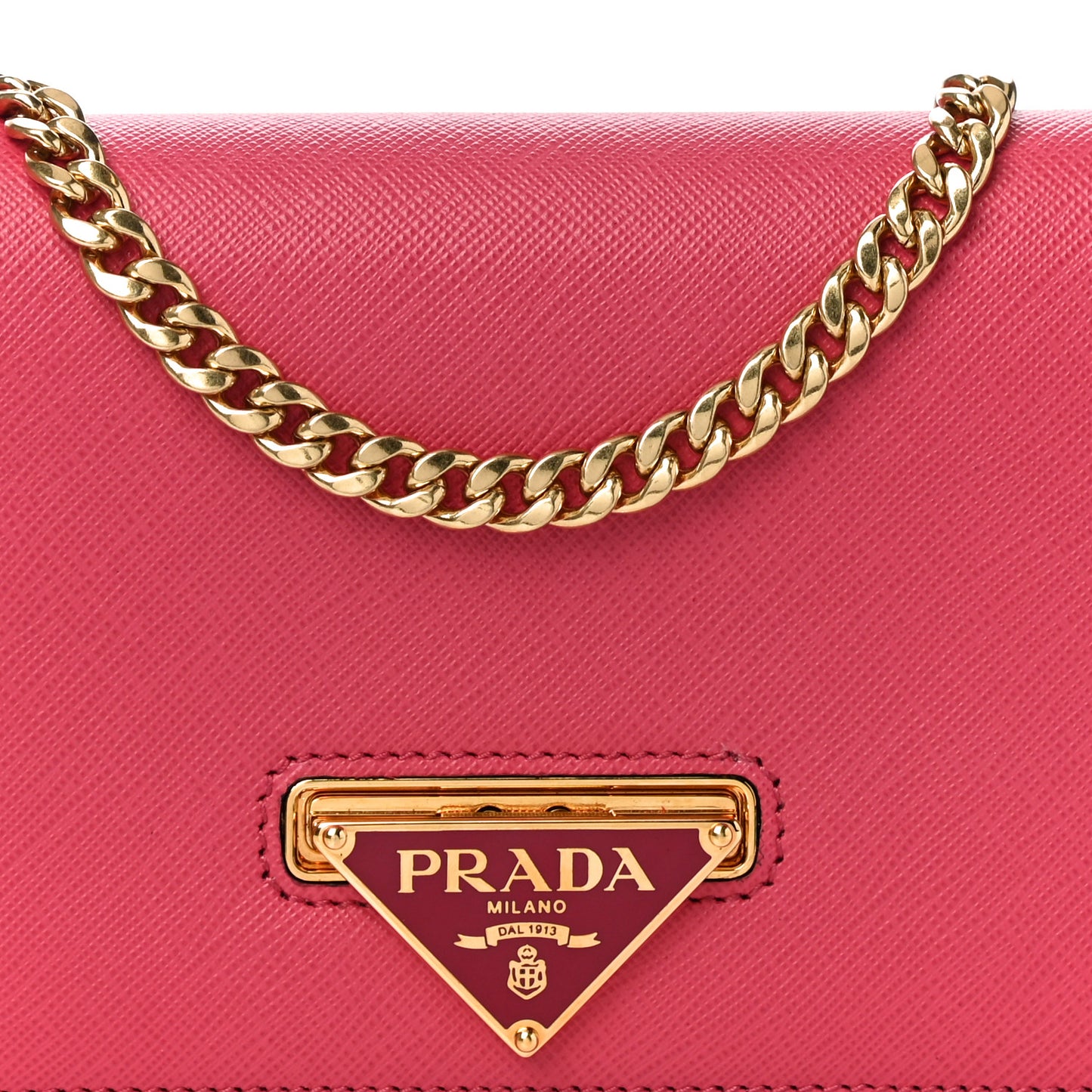 Saffiano Bandoliera Flip Lock Chain Crossbody Bag Peonia