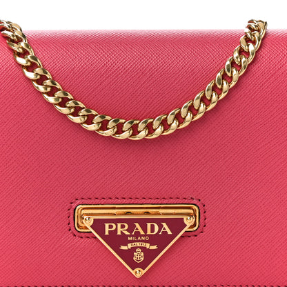 Prada Saffiano Bandoliera Flip Lock Chain Crossbody Bag Peonia 7 of 9