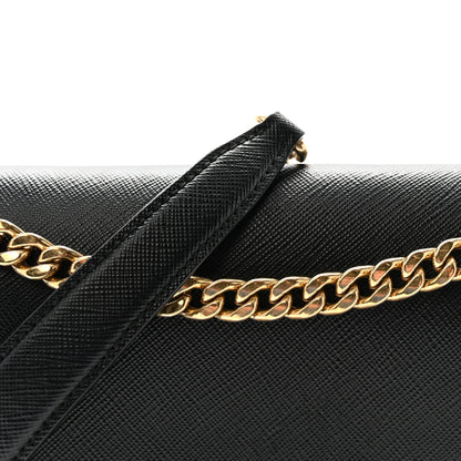 Prada Saffiano Flap Shoulder Bag Black 7 of 9