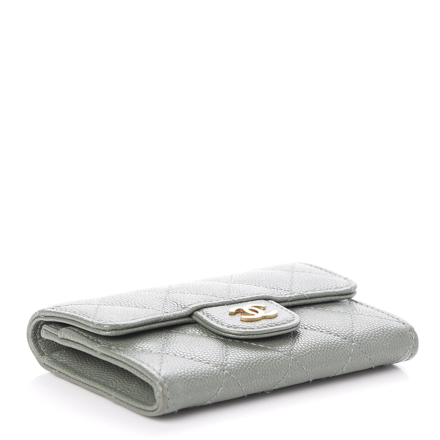Chanel Iridescent Caviar Quilted Flap Card Holder Green 4 of 9