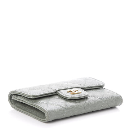 Chanel Iridescent Caviar Quilted Flap Card Holder Green 4 of 9