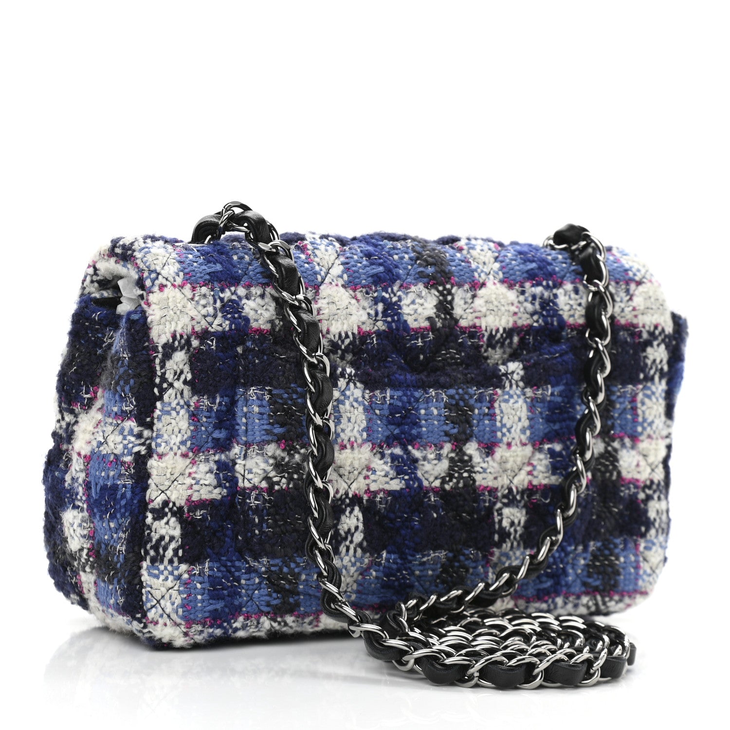 Chanel Tweed Quilted Mini Rectangular Flap Blue Multicolor 2 of 9