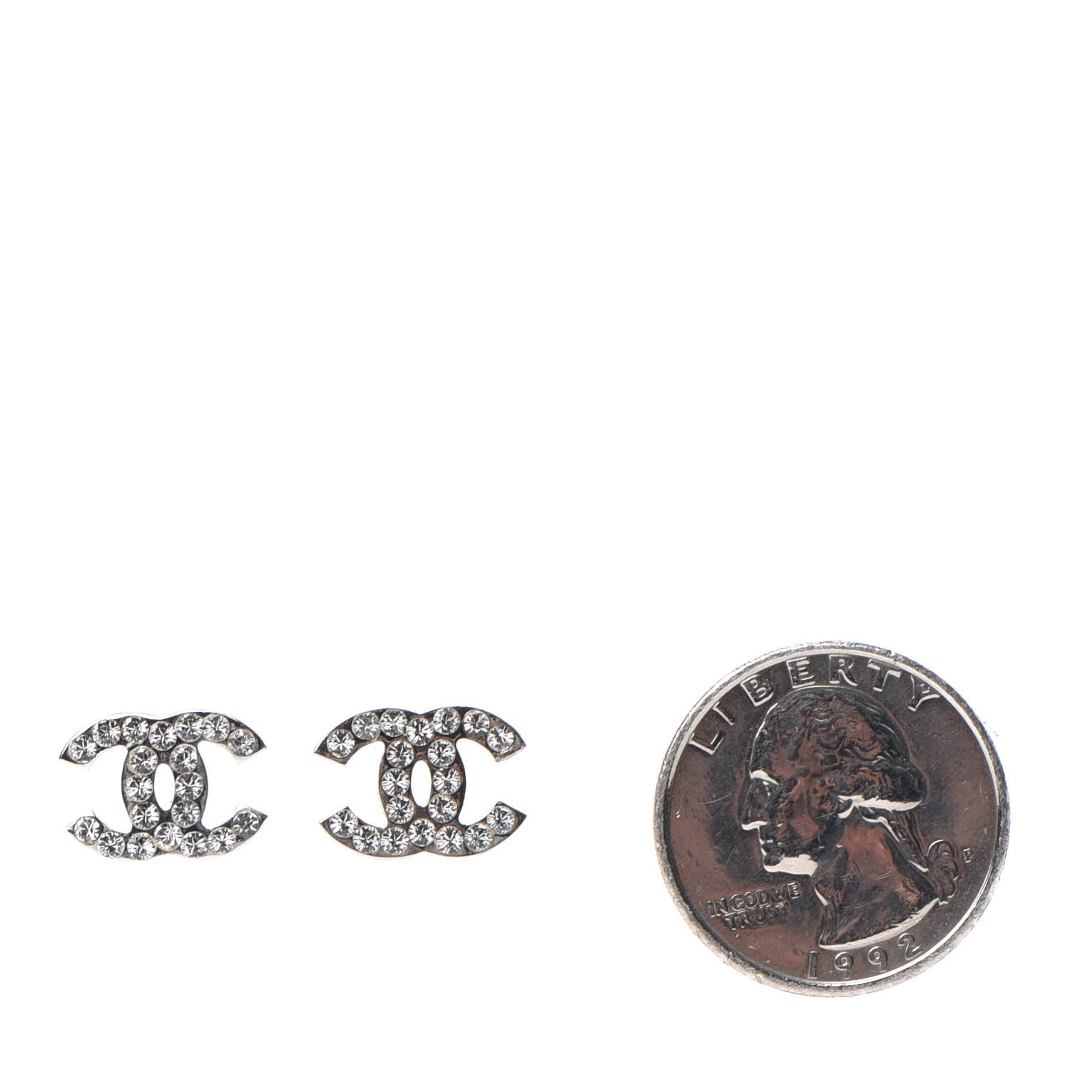 Chanel Crystal CC Earrings Silver 2 of 4