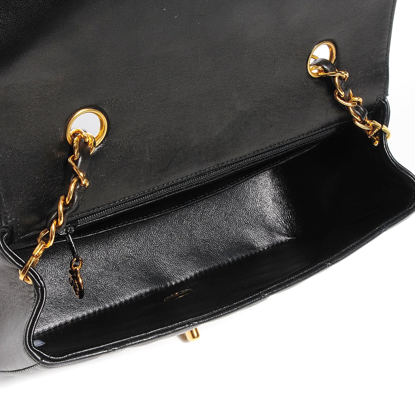 Lambskin Quilted Small Single Flap Black