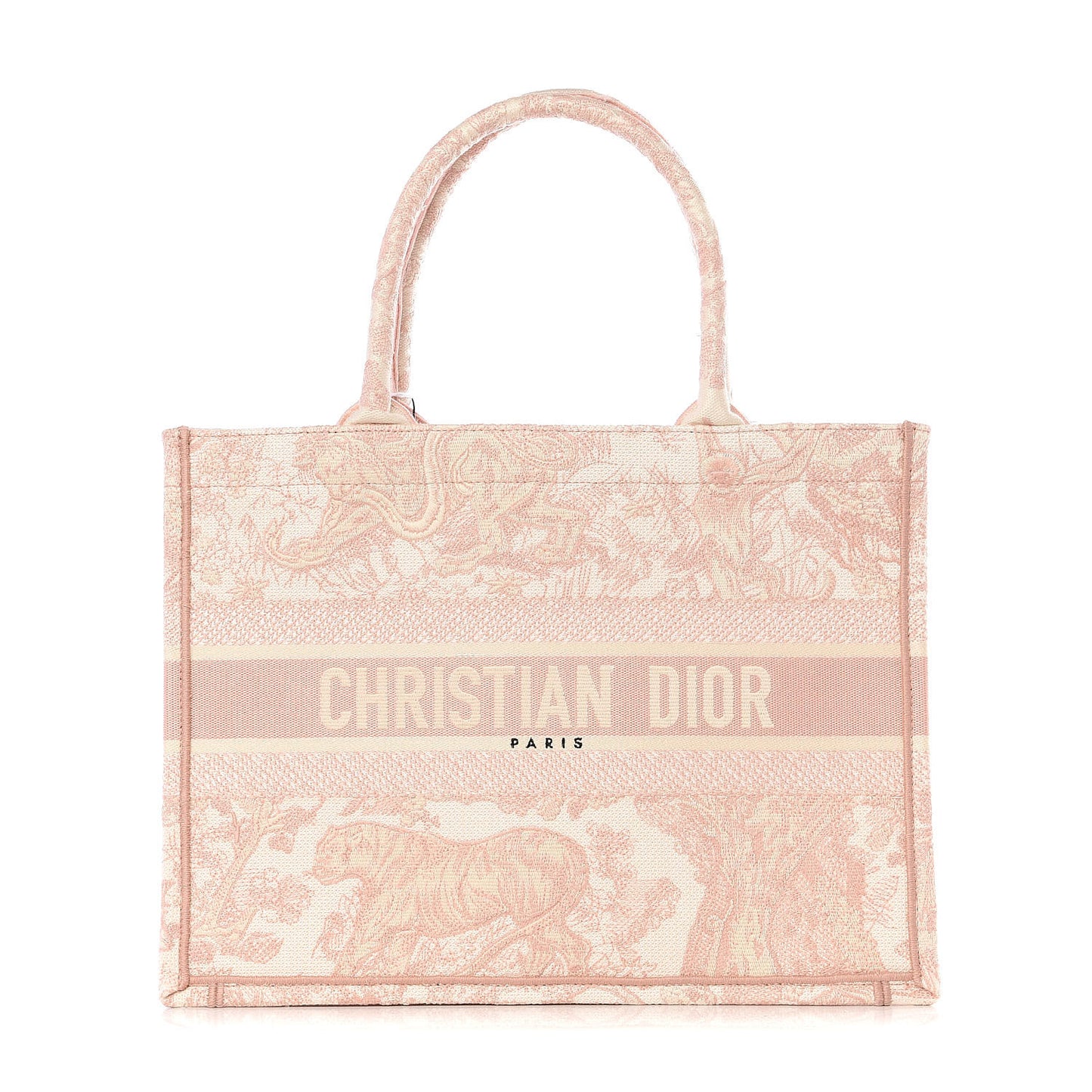 Canvas Embroidered Medium Dioriviera Toile De Jouy Book Tote Rose