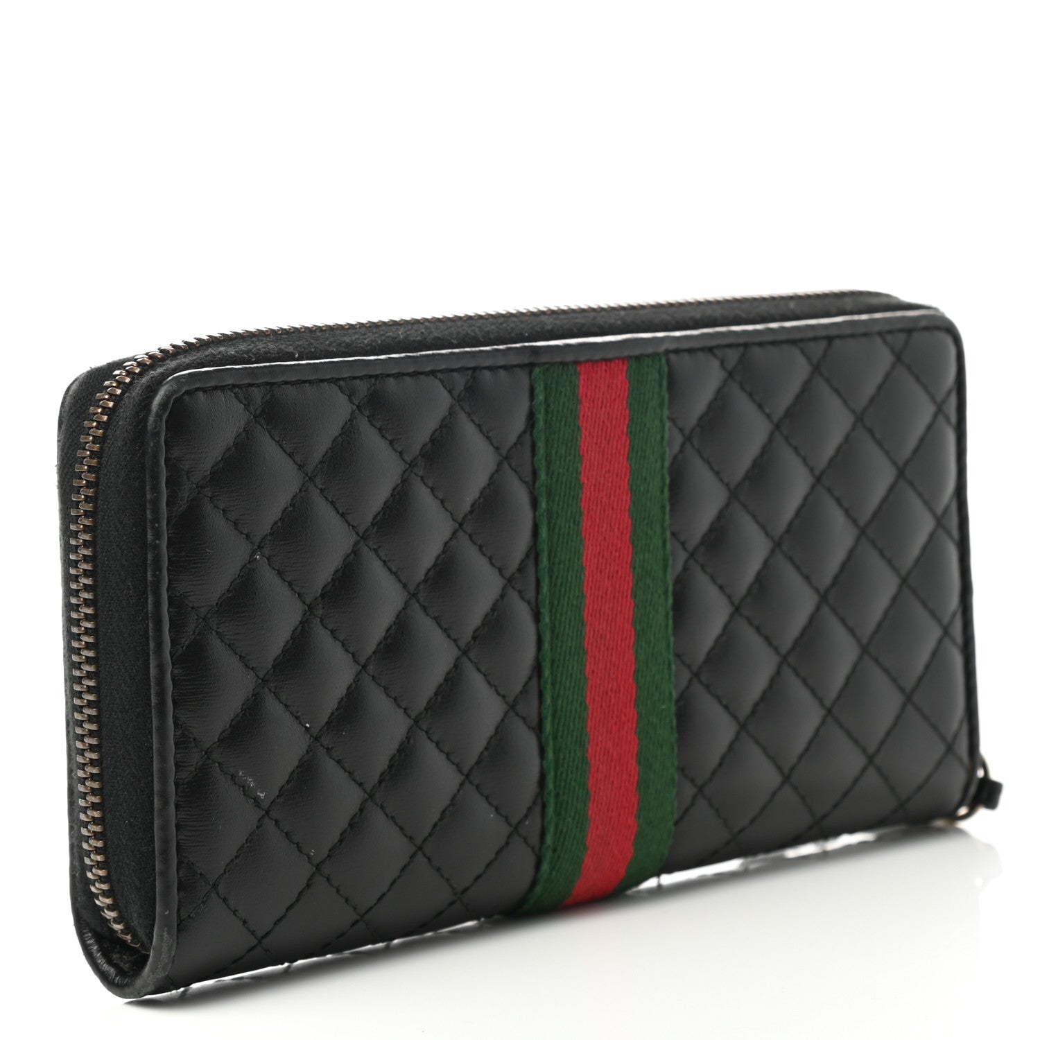 Gucci Calfskin Web Trapuntata GG Zip Around Wallet Black 2 of 8