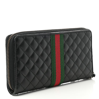 Gucci Calfskin Web Trapuntata GG Zip Around Wallet Black 2 of 8