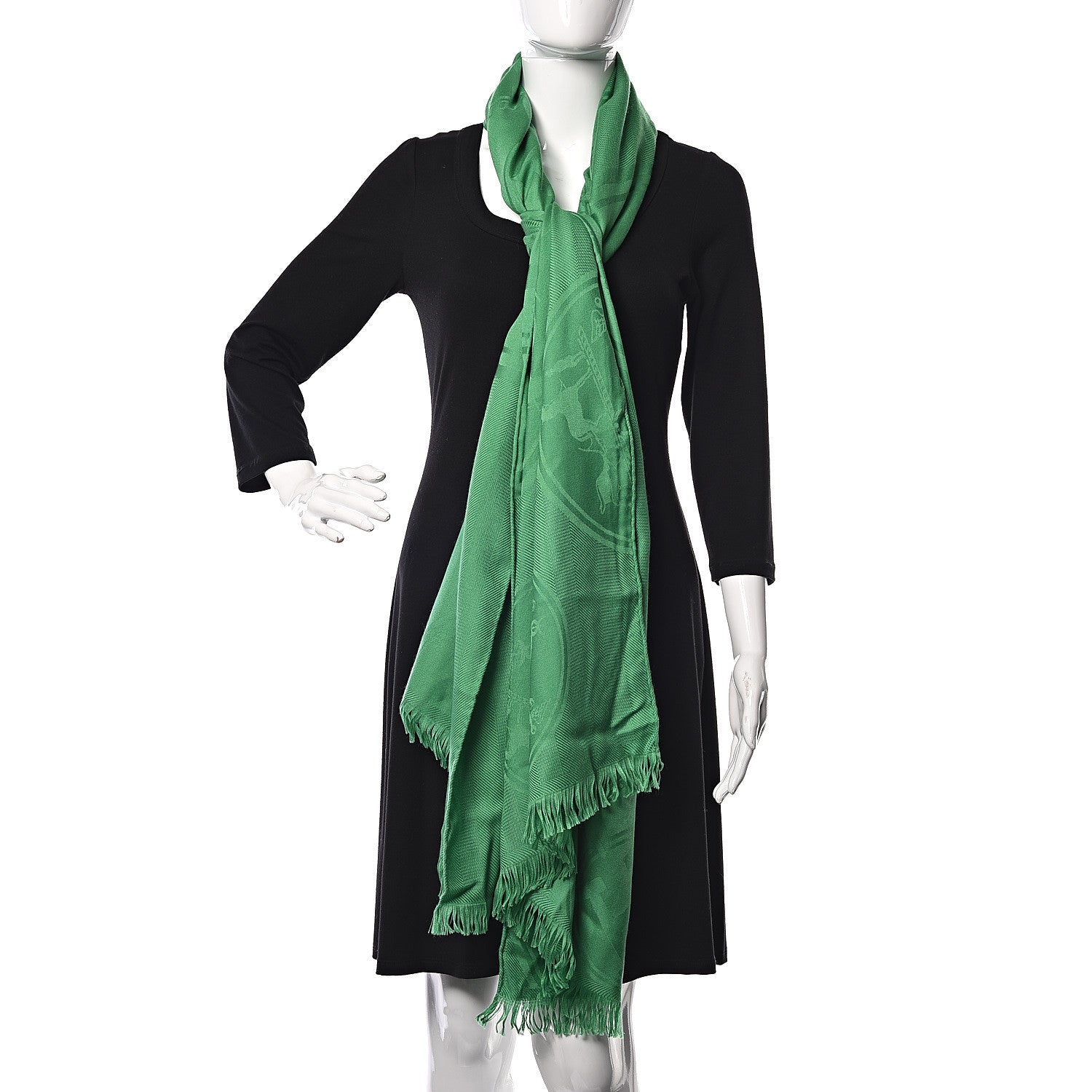 Hermes Cashmere Silk New Libris Stole Vert Herbe 2 of 5