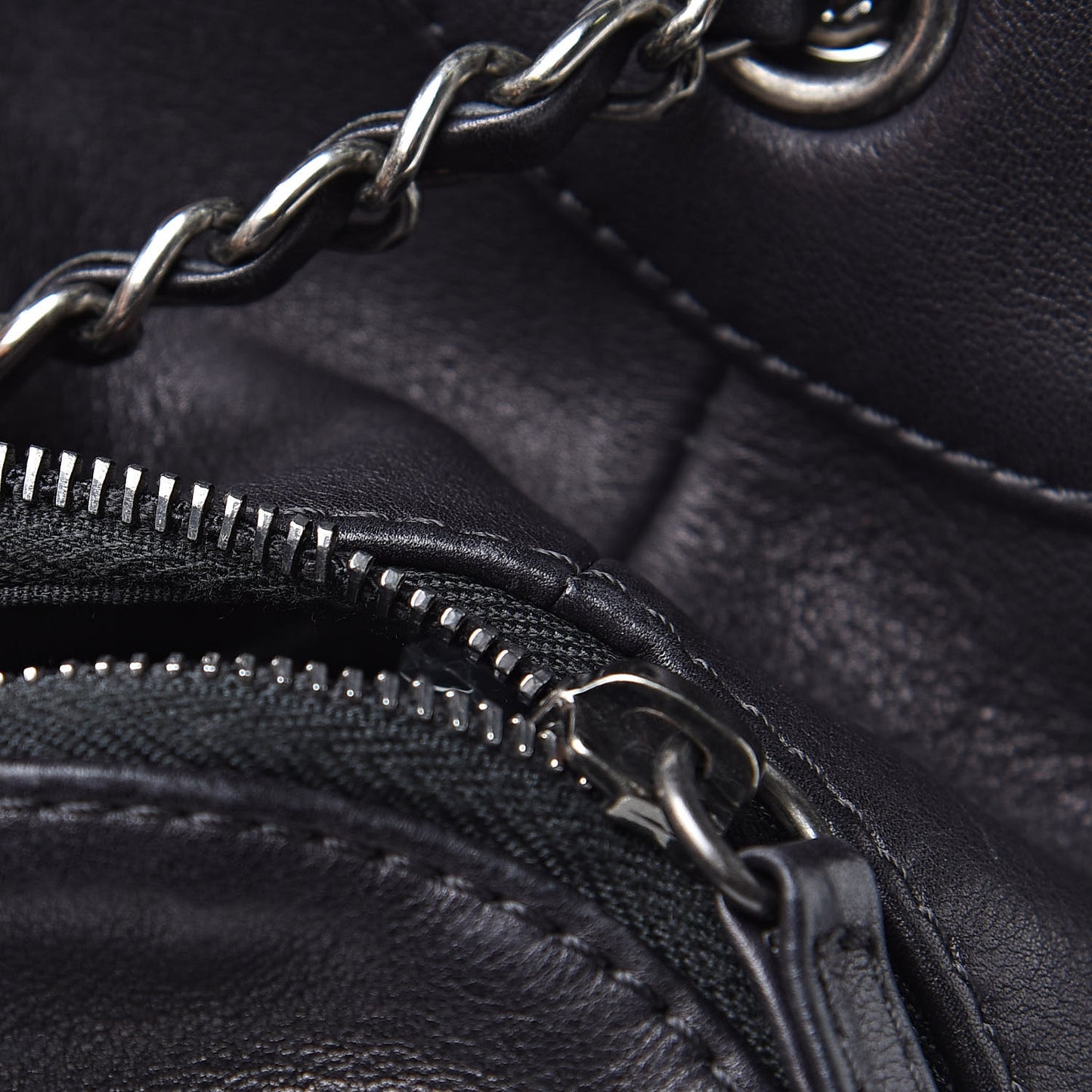 Lambskin Quilted Drawstring Backpack Black