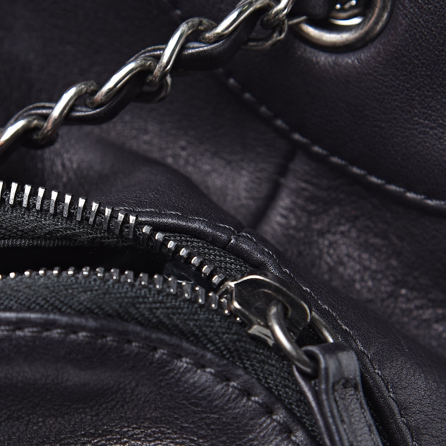 Chanel Lambskin Quilted Drawstring Backpack Black 10 of 16