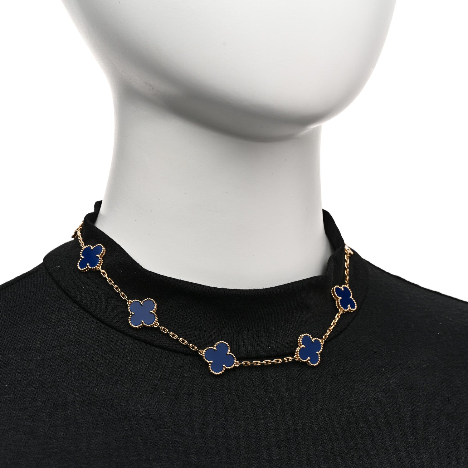 Van Cleef & Arpels 18K Yellow Gold Blue Agate 10 Motifs Vintage