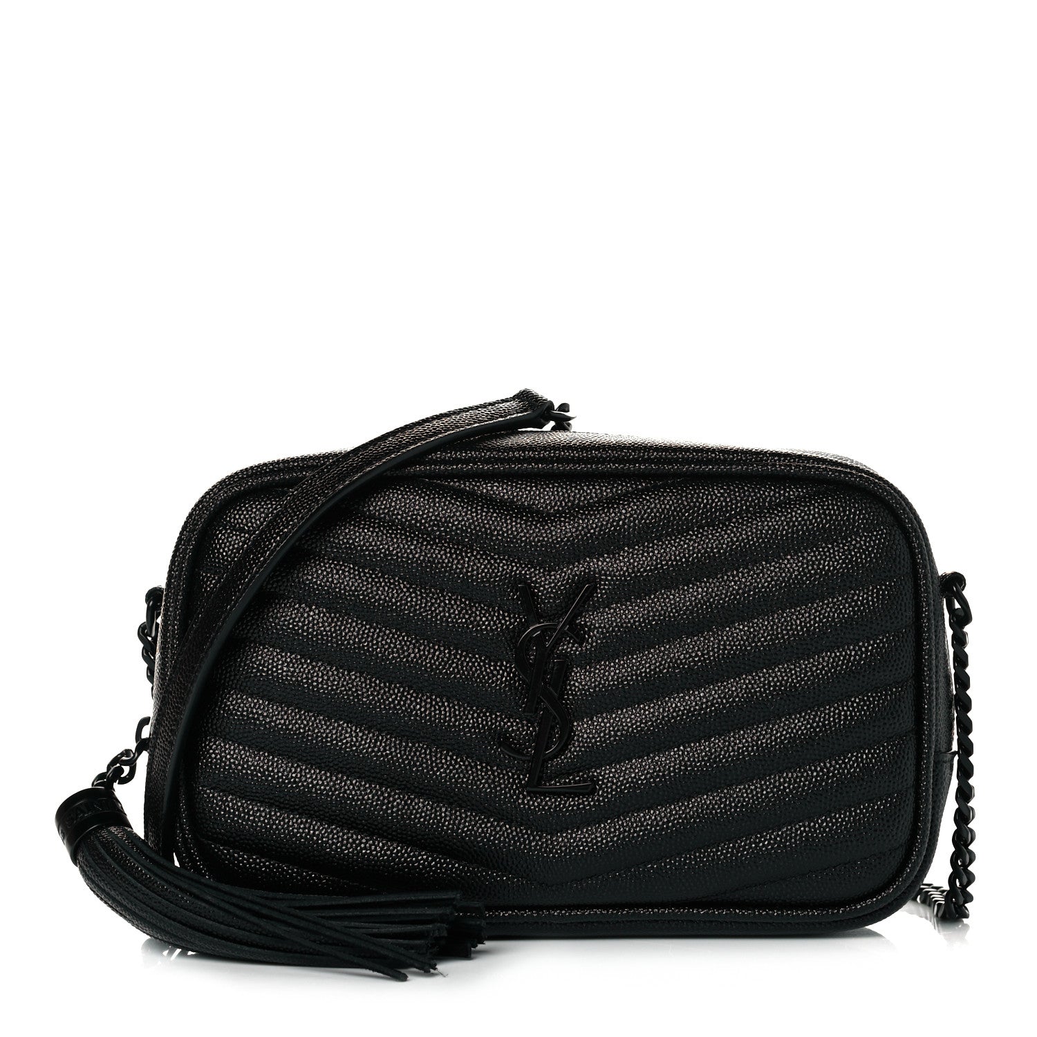 Saint Laurent Grain De Poudre Matelasse Monogram Mini Lou Camera Bag Black 1 of 8
