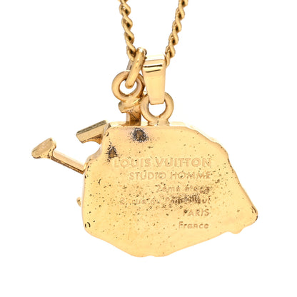Louis Vuitton Metal Crystal LV Paris Map Necklace Gold 7 of 9