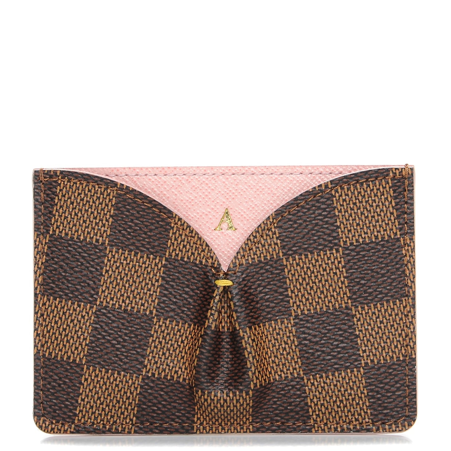 Damier Ebene Caissa Card Holder Rose Ballerine