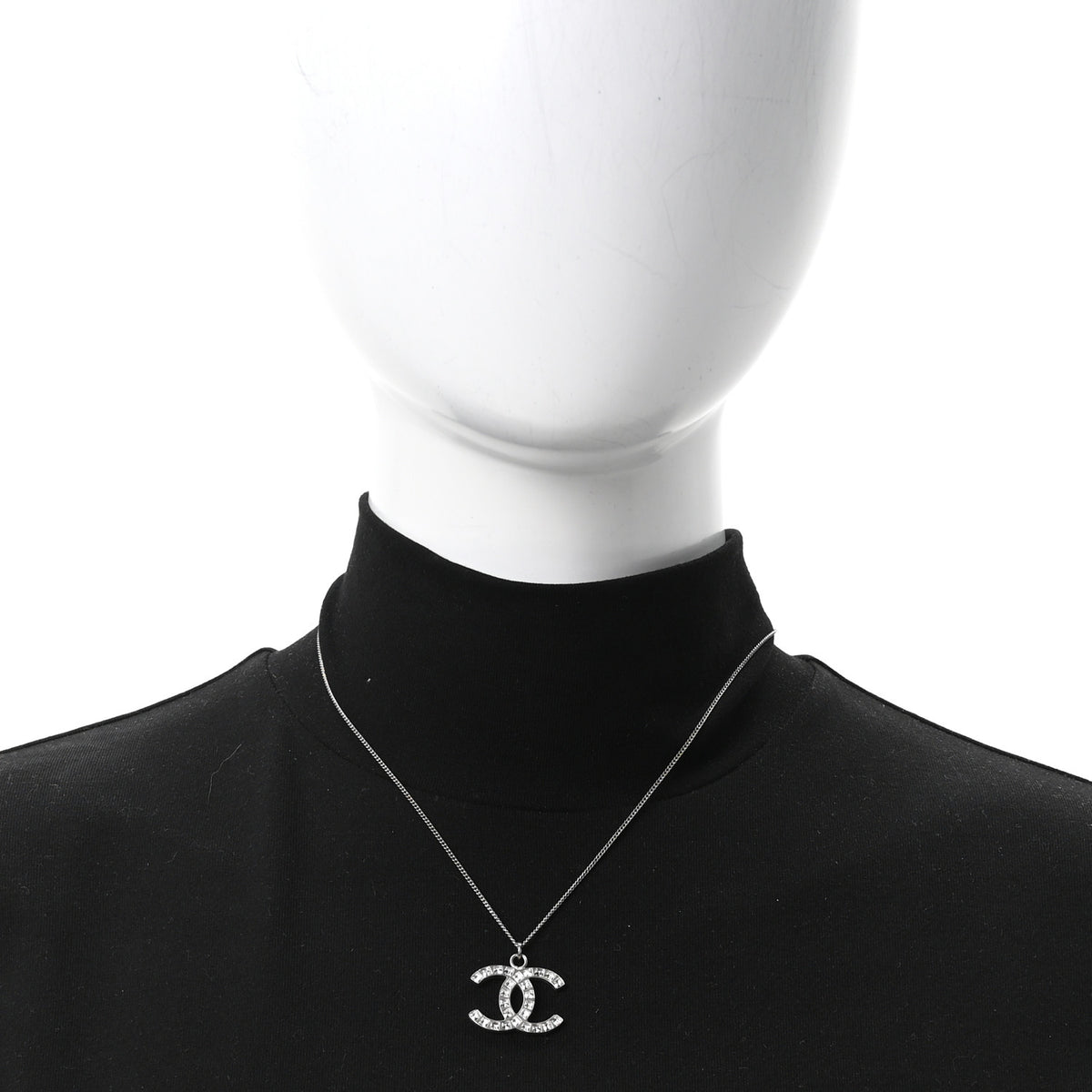Baguette Crystal CC Necklace Silver