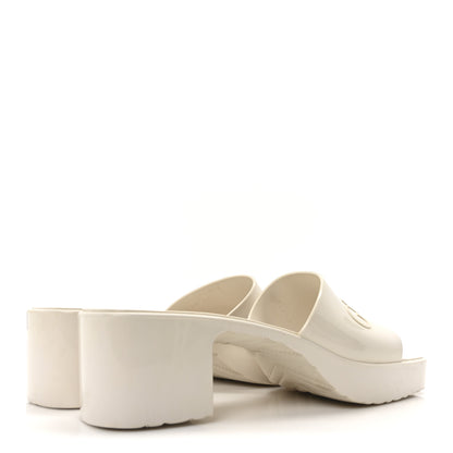 Gucci Rubber Gucci Logo Womens Platform 20/60mm Slide Sandals 40 Mystic White 5 of 8