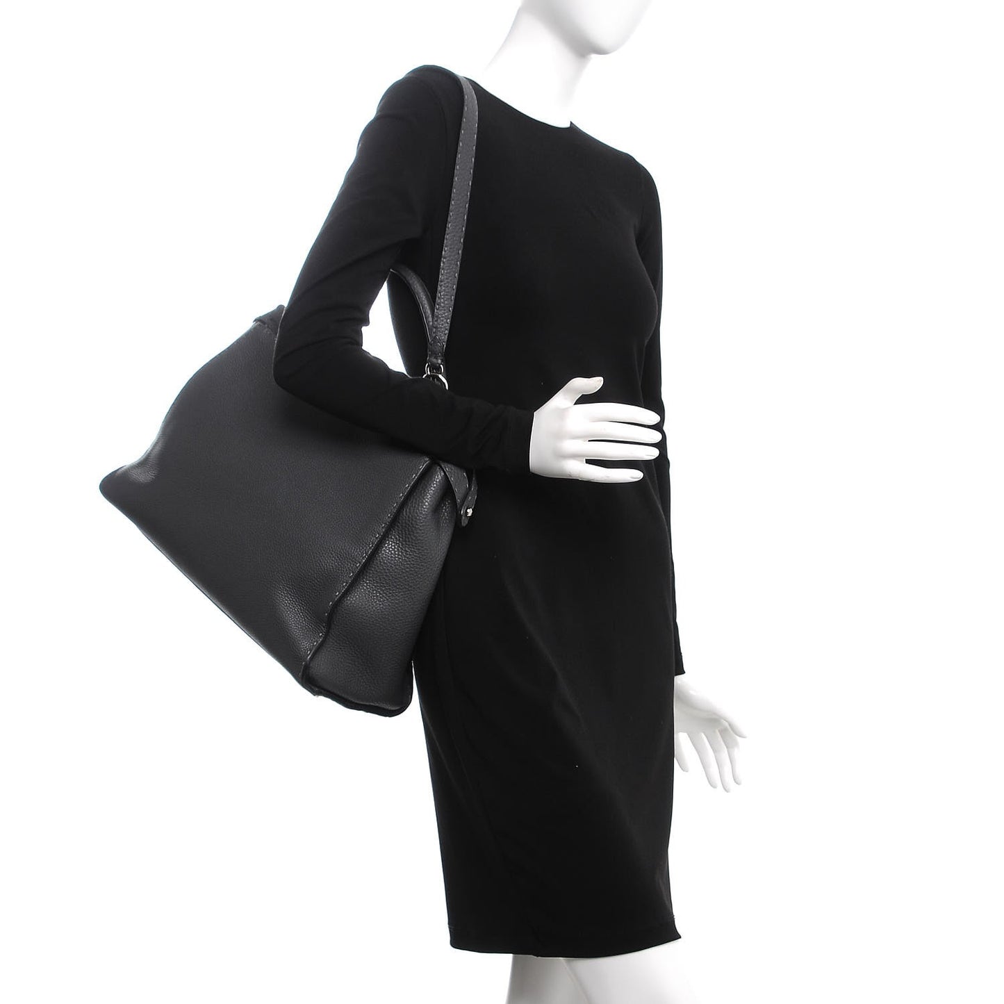 Cuoio Romano Selleria Bi-Color Large Peekaboo Iconic Satchel Asfalto Latte