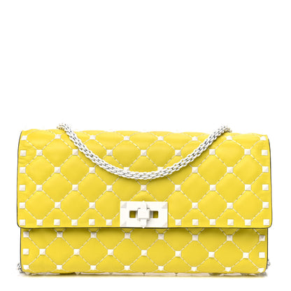Valentino Garavani Lambskin Free Rockstud Spike Wallet On Chain Light Yellow 1 of 6