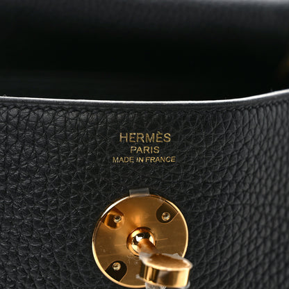 Hermes Taurillon Clemence Lindy 30 Black 6 of 10