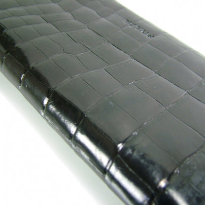 Prada Crocodile Embossed Flap Wallet Black 6 of 9