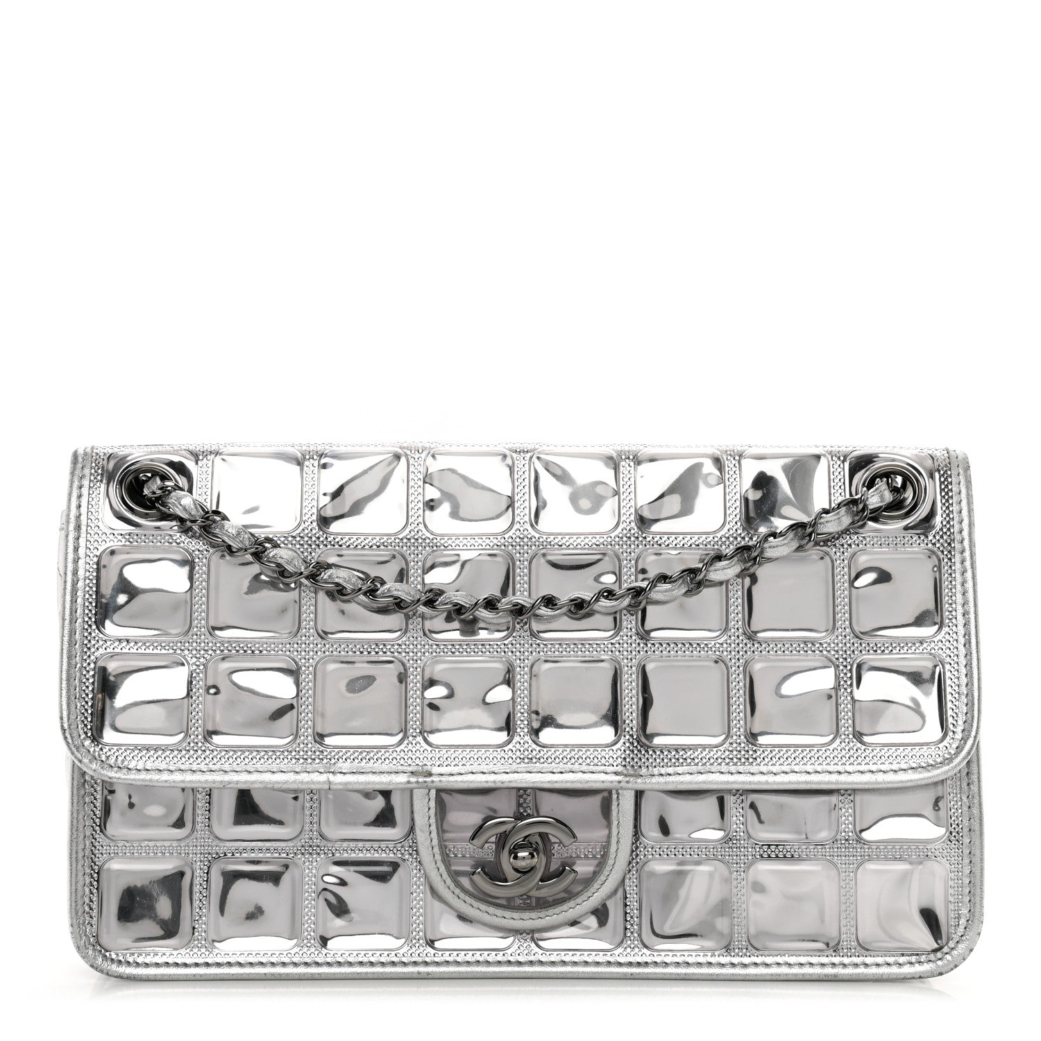 Chanel Vinyl Large Ice Cube Flap Silver 1 of 9
