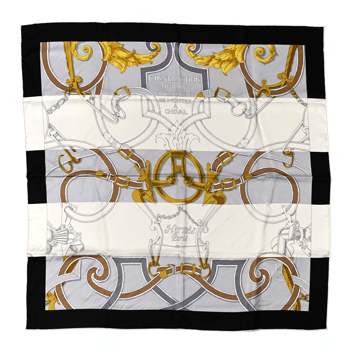 Silk L Instruction Du Roy Scarf 90 Black Gris Or