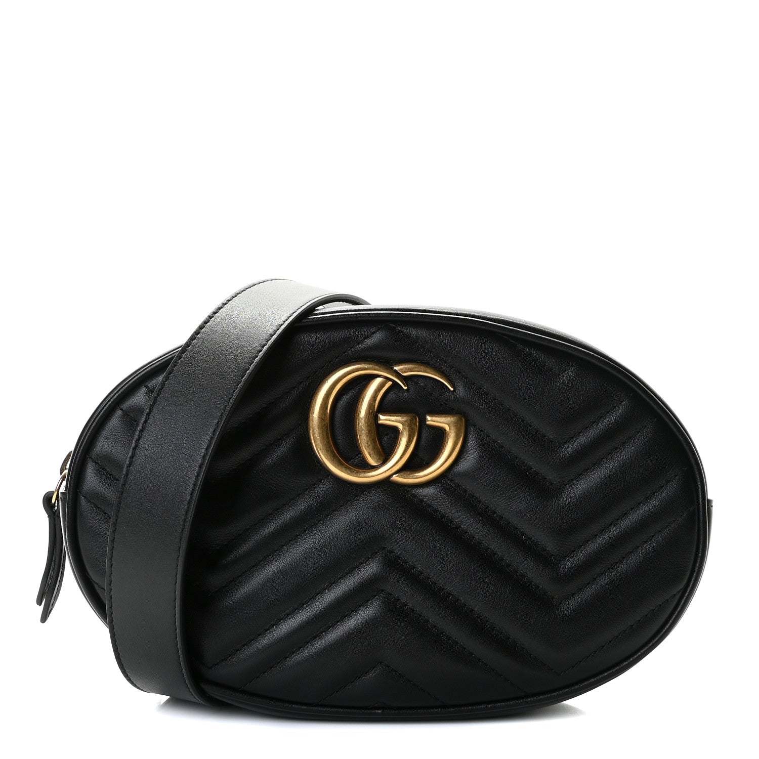 Gucci Calfskin Matelasse GG Marmont Belt Bag 65 26 Black 1 of 9