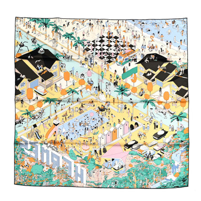 Hermes Silk On The Beach Scarf 90 Creme Menthol Ebene 1 of 5