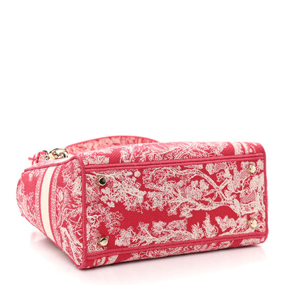 Christian Dior Canvas Toile De Jouy Reverse Embroidered Medium Lady D-Lite Red 4 of 10