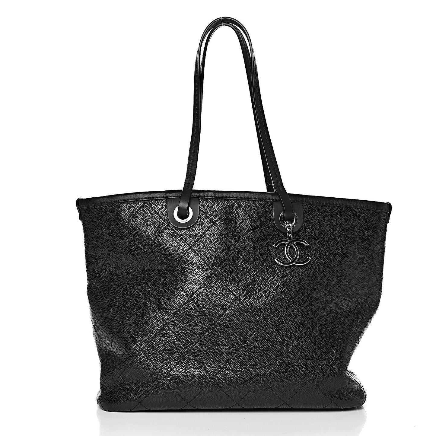 Grained Calfskin Shopping Fever Tote Black