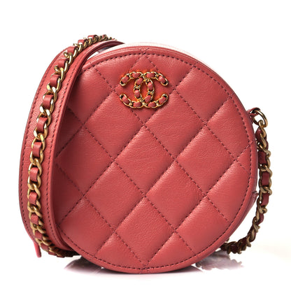 Chanel Goatskin Quilted Chanel 19 Round Clutch With Chain Coral 1 of 11