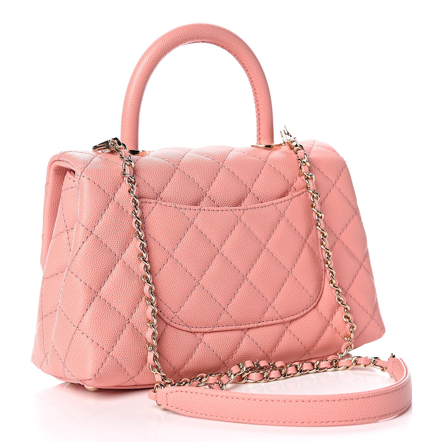 Caviar Quilted Mini Coco Handle Flap Pink