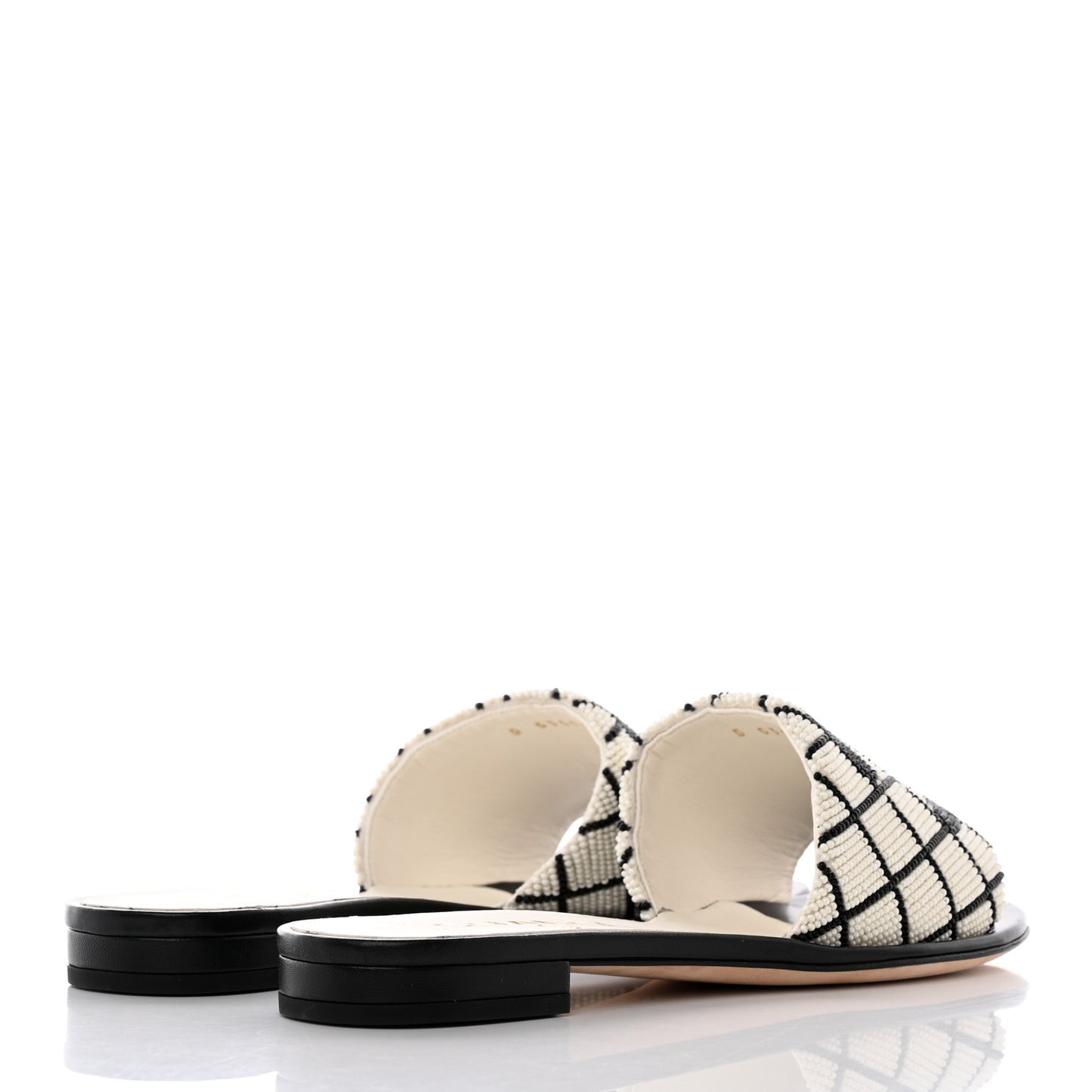 Pearl Embroidery CC Mules 37.5 Black White