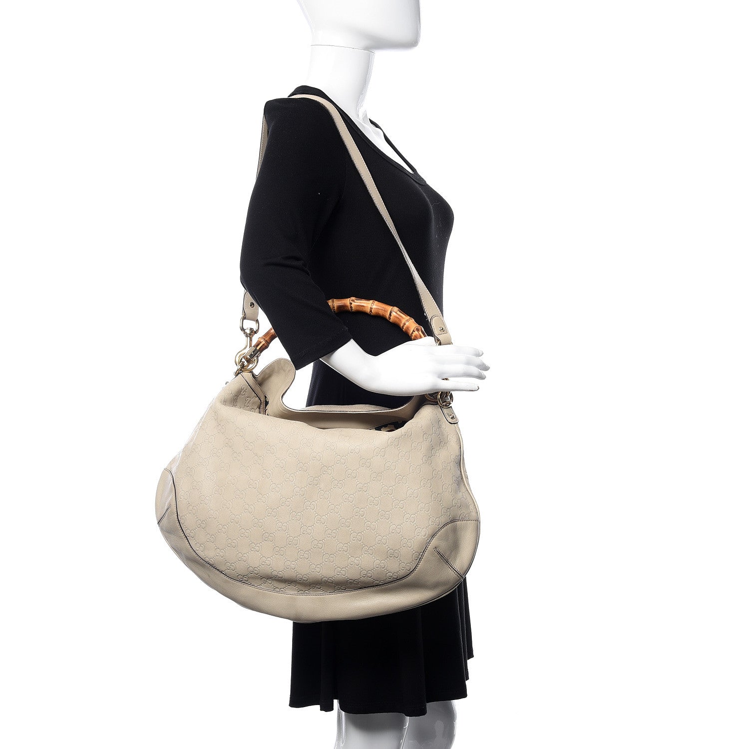 Gucci Guccissima Peggy Bamboo Top Handle Bag Ivory 2 of 10