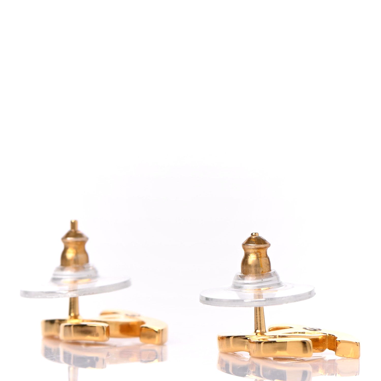 Chanel Metal CC Paris Button Stud Earrings Gold 3 of 4