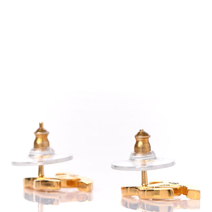 Chanel Metal CC Paris Button Stud Earrings Gold 3 of 4