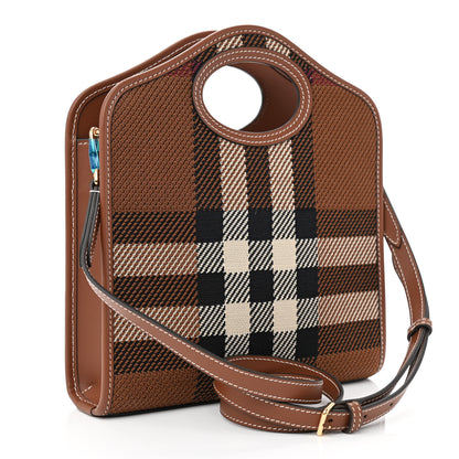 Burberry Canvas Calfskin Check Mini Pocket Bag Dark Birch Brown 3 of 8