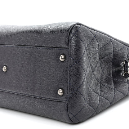 Chanel Metallic Grained Calfskin Woven Chain Medium Shopping Tote Dark Navy 9 of 10