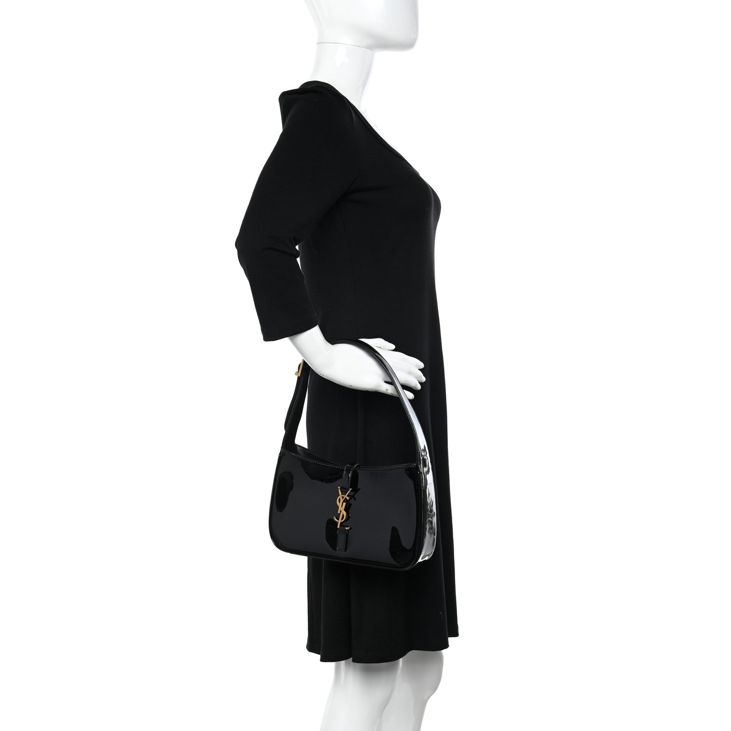 Saint Laurent Patent Le 5 A 7 Hobo Black 2 of 12