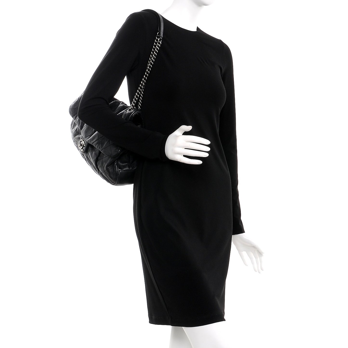 Calfskin Coco Pleats Flap Black