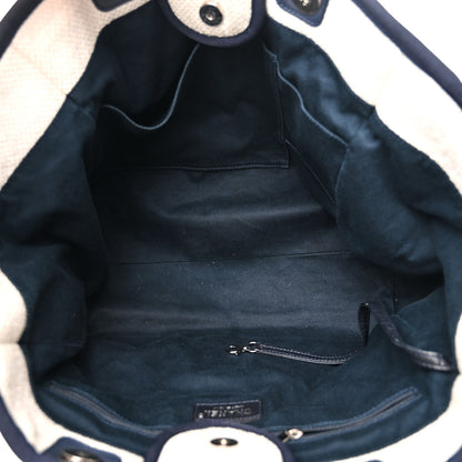 Chanel Woven Straw Raffia Medium Deauville Tote White Navy 5 of 15