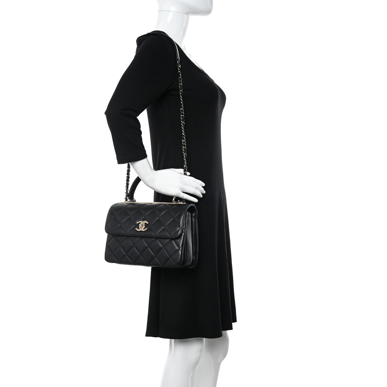 Chanel Lambskin Quilted Small Trendy CC Dual Handle Flap Bag Black 2 of 14