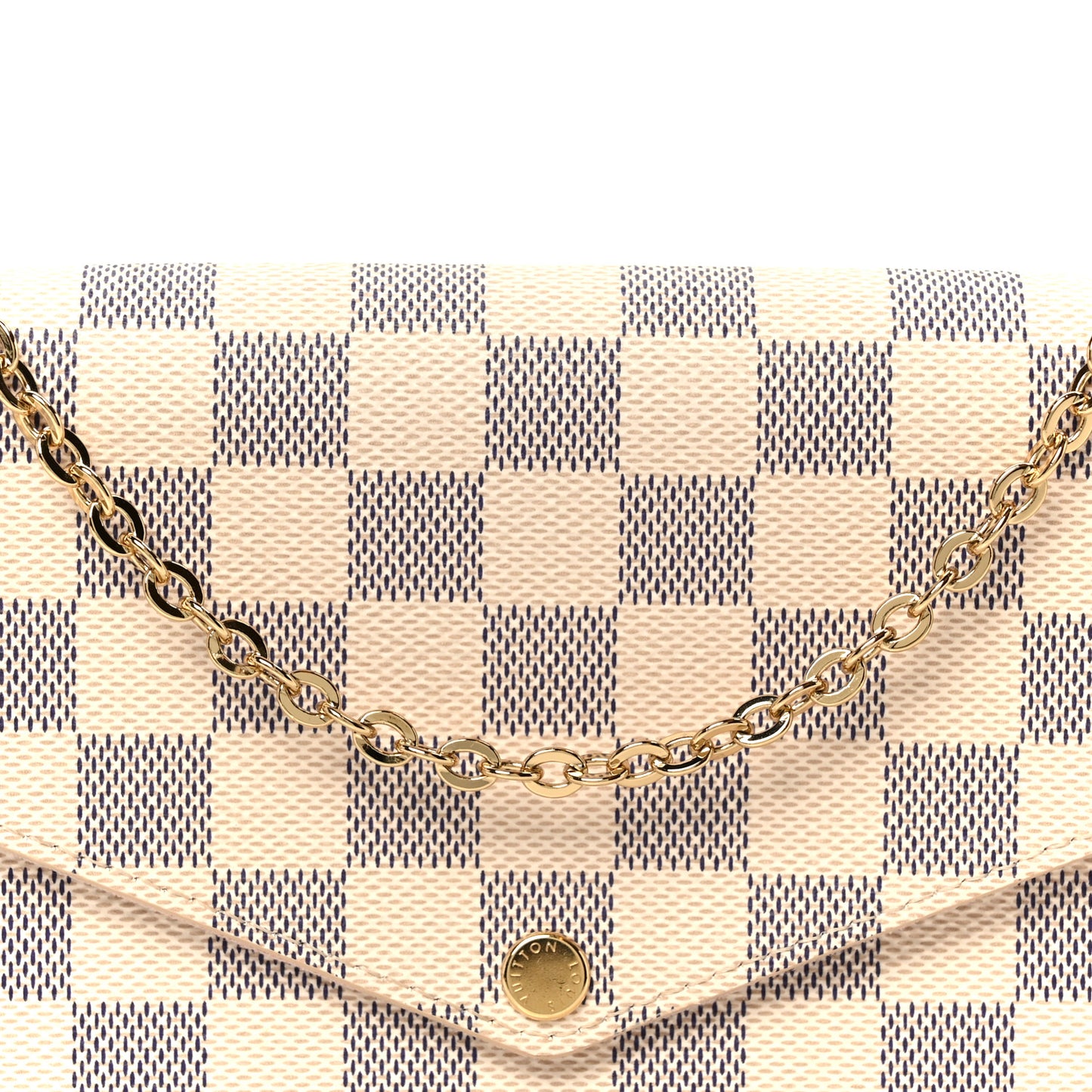 Damier Azur Pochette Felicie Chain Wallet Rose Ballerine