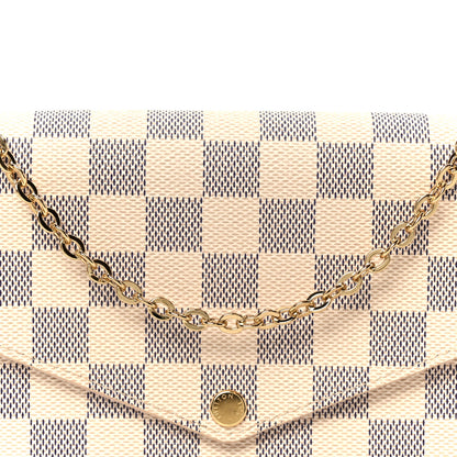 Louis Vuitton Damier Azur Pochette Felicie Chain Wallet Rose Ballerine 11 of 14