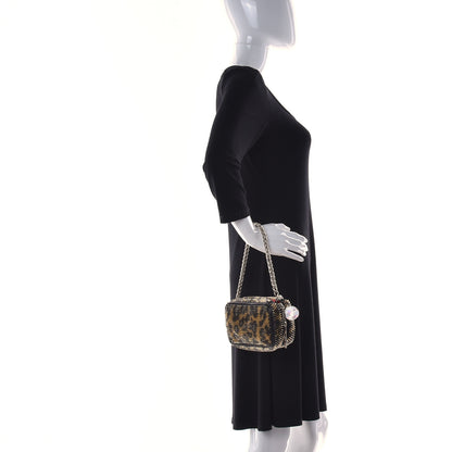 Christian Louboutin Nappa Mini Spikes Leopard Piloutin Wristlet Clutch Black 1 of 12
