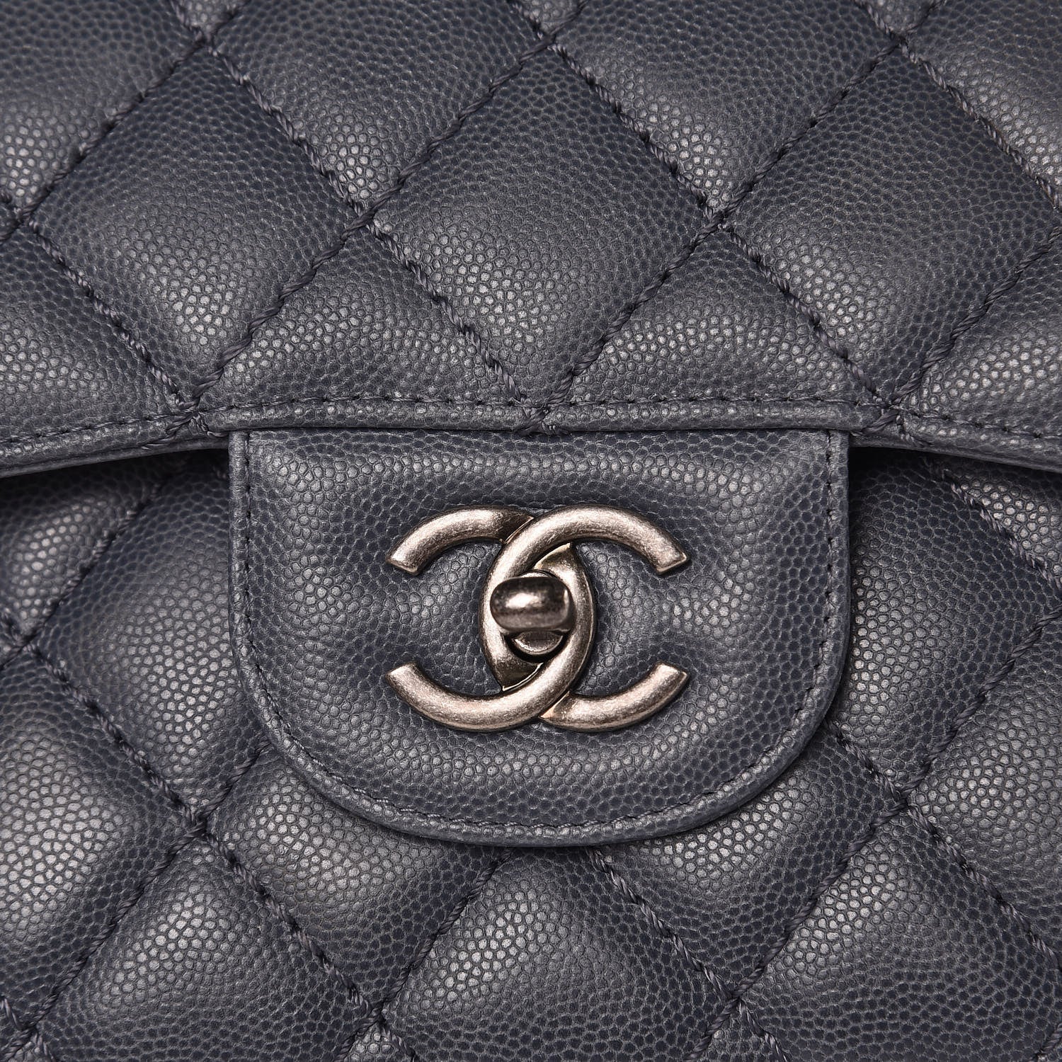 Chanel Caviar Quilted Jumbo Double Flap Dark Grey 11 of 15