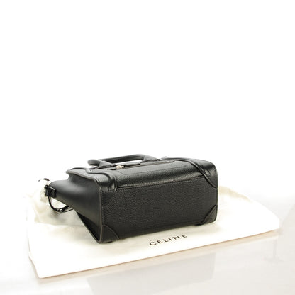 Celine Drummed Calfskin Nano Luggage Black 4 of 7